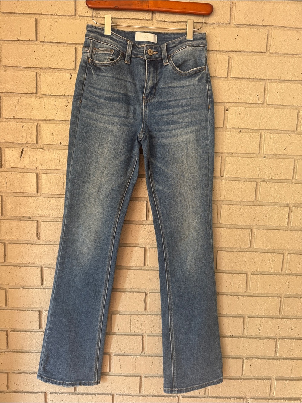 High-Rise Straight Jeans in Medium Wash Blue